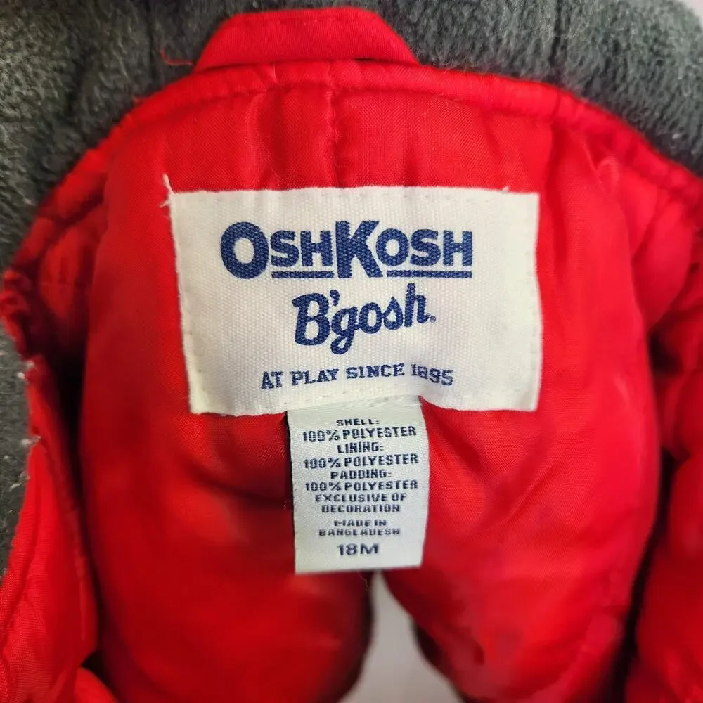 OshKosh B'Gosh Kids Winter Coat Puffer Jacket Hooded Red Blue 18M